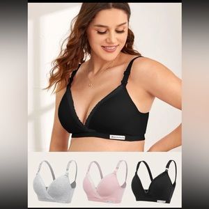 Maternity 3 pack contrast lace letter patched detail bra size M NEW